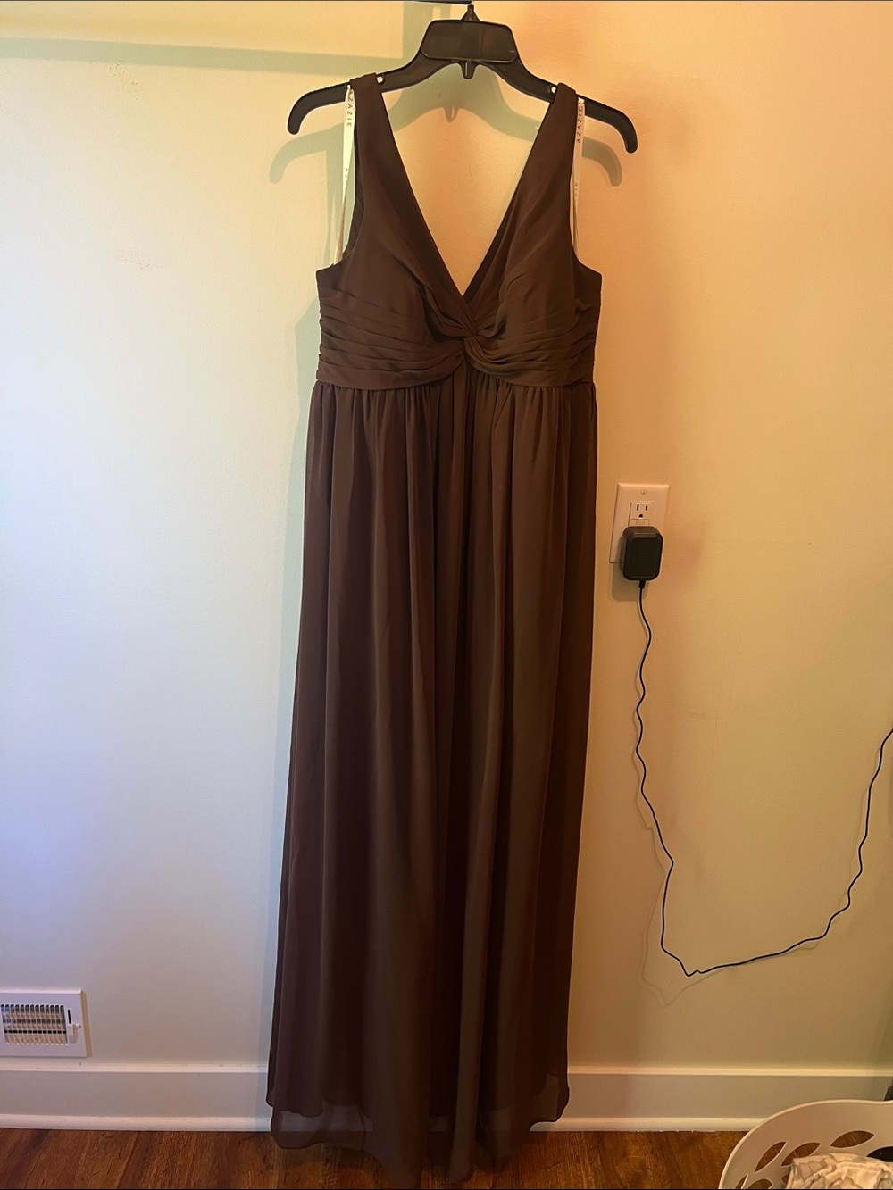 Azazie Brown V-Neck Maxi Dress